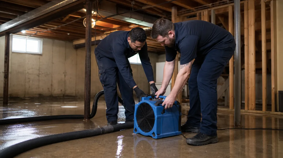 Water damage restoration crew at work in a Yonkers home